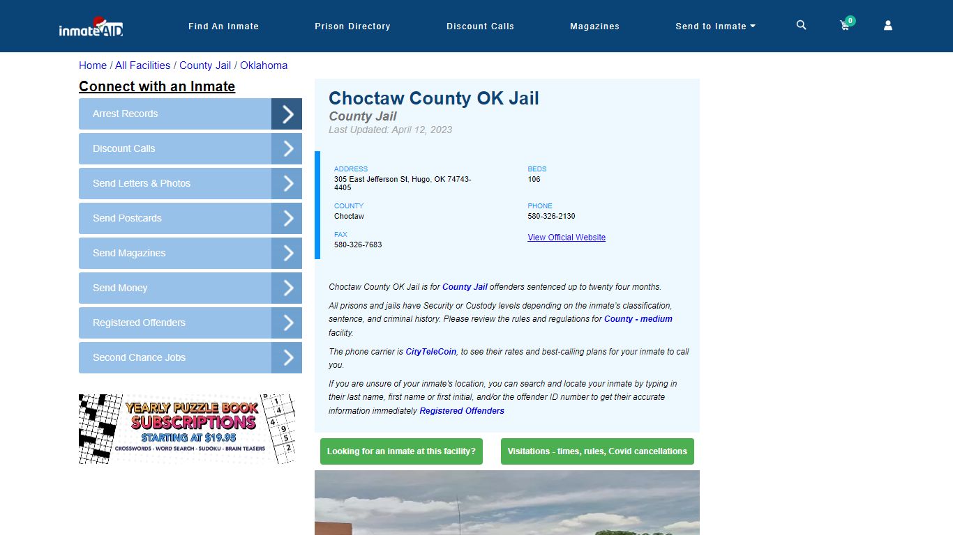 Choctaw County OK Jail - Inmate Locator - Hugo, OK